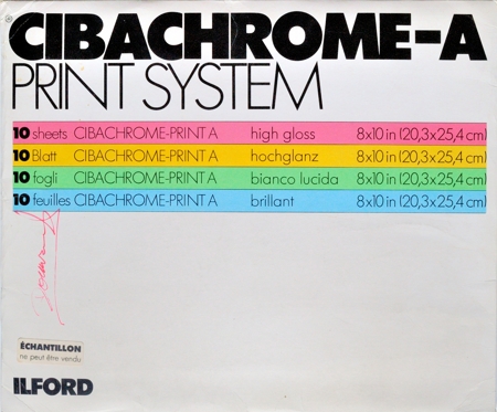 Ilford Cibachrome-A Print System, pochette de 10 feuilles