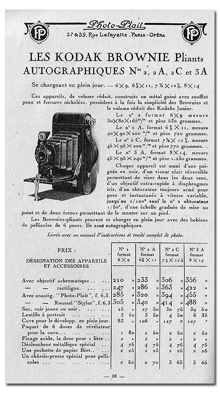 Kodak Brownie Pliant Autographic N° 2C