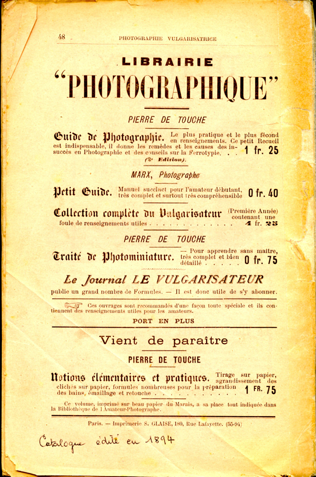 Photographie Vulgarisatrice 1894