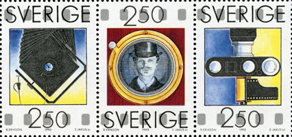 Poste Suède Planche trois timbres