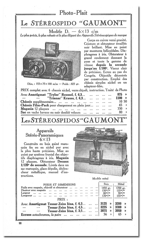 Gaumont Stereo-Spido métallique mod A